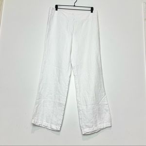 Eileen Fisher | White 100% Linen Pants Wide Leg Size Large